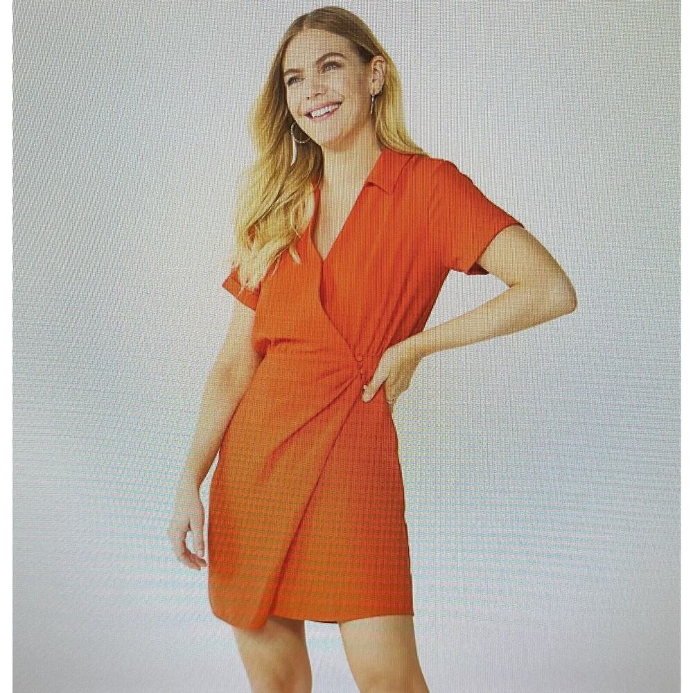 NWT Nine West Orange Size XL Surplice Shirt Dress
